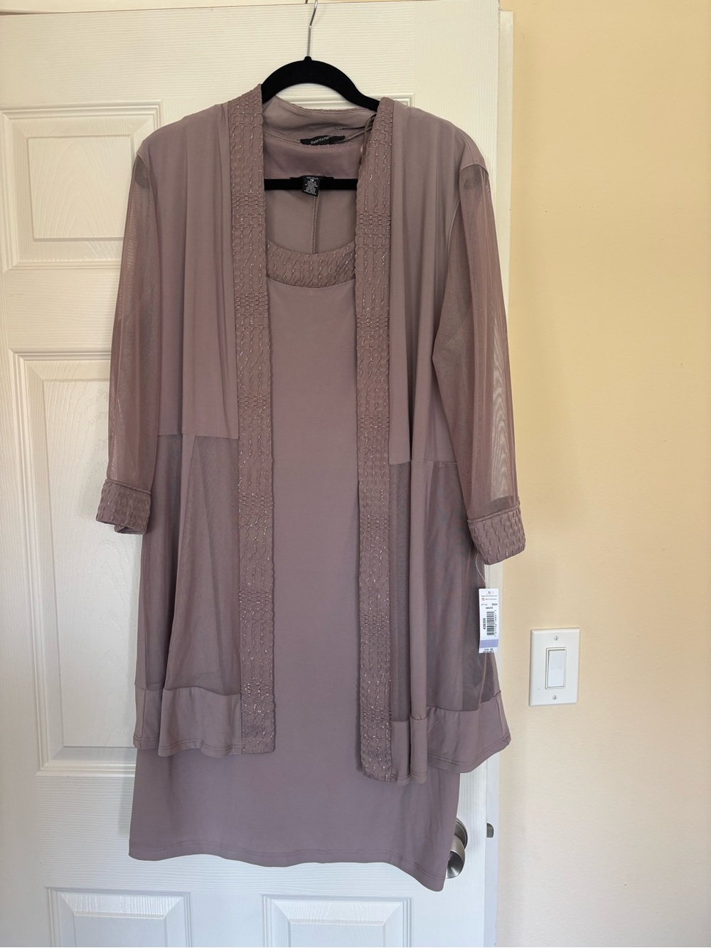 R&M Richards Dusty Mauve Two-Piece Dress with Sheer Jacket